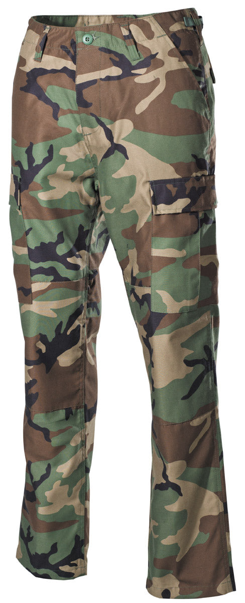 Pantaloni Câmp US BDU Woodland MFH - Genunchi & Șezut Întărit, Talie Ajustabilă