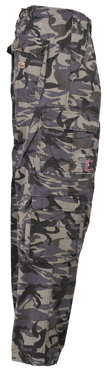 Pantaloni Cargo Defense Combat Camo PureTrash - Button Fly, Buzunare Cargo