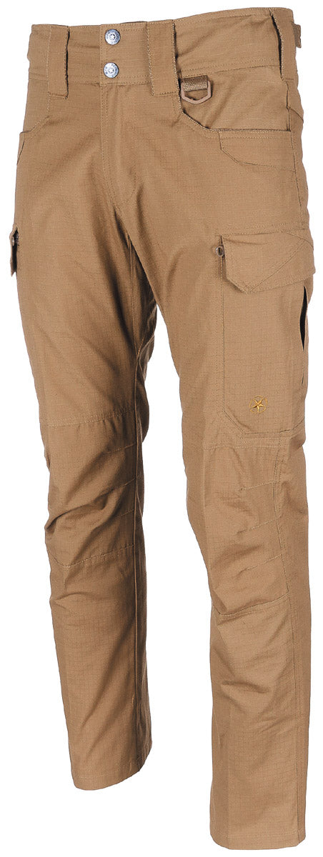 Pantaloni Combat Tactical Storm Coyote MFHProfessional - Rip Stop, Fermoare YKK