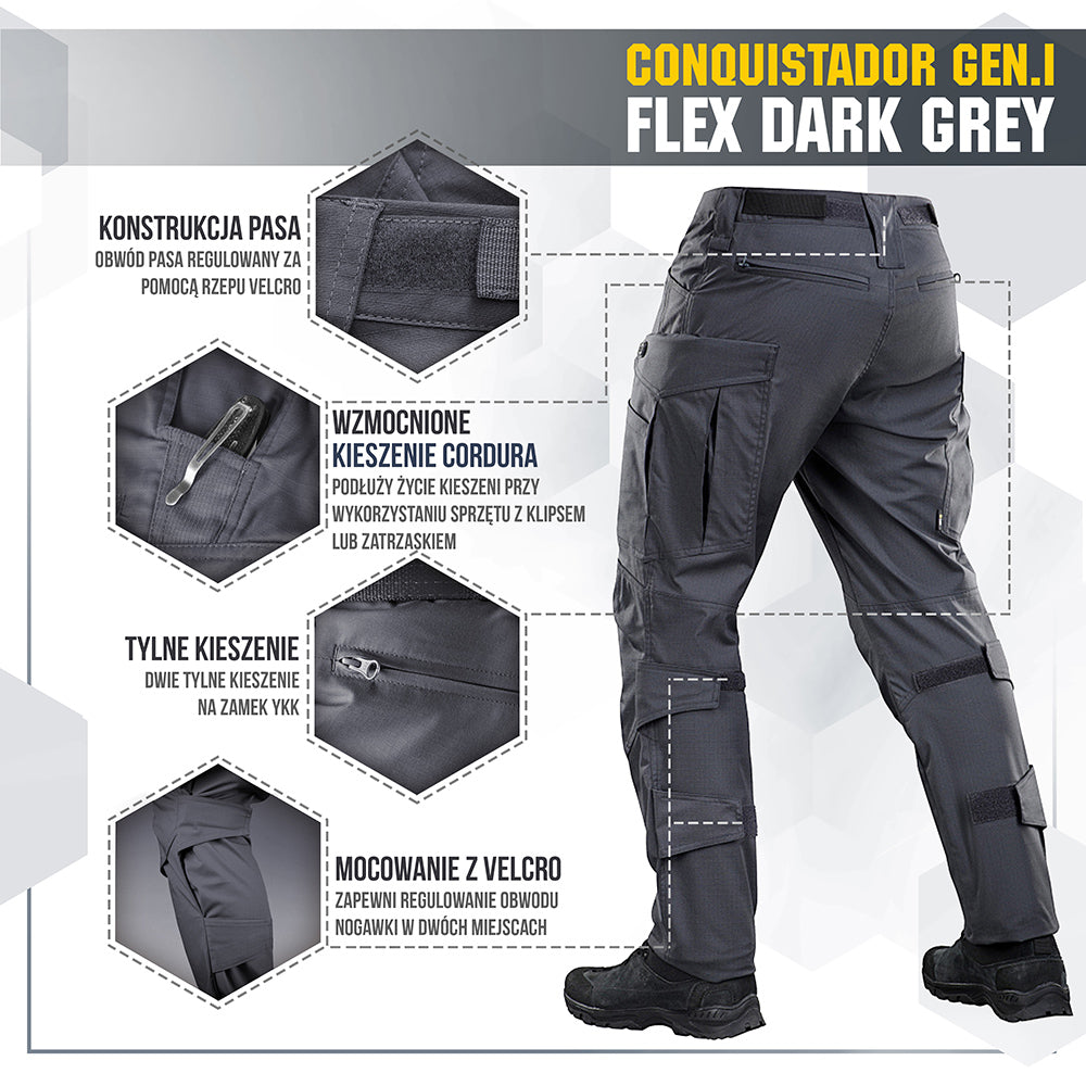 Pantaloni Conquistador Gen.I Flex M-Tac - Gri Închis, Tactici