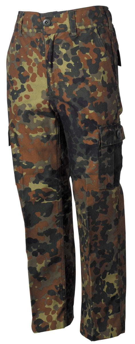 Pantaloni Copii US BDU Flecktarn MFH - 6 Buzunare, Talie Elastică