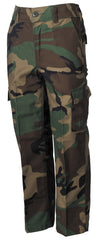 Pantaloni Copii US BDU woodland MFH - 6 Buzunare, Talie Elastică