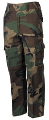 Pantaloni Copii US BDU woodland MFH - 6 Buzunare, Talie Elastică