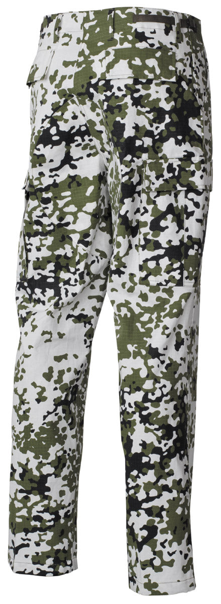 Pantaloni de Câmp US BDU Snow Camo MFH - Rip Stop, Talie Ajustabilă