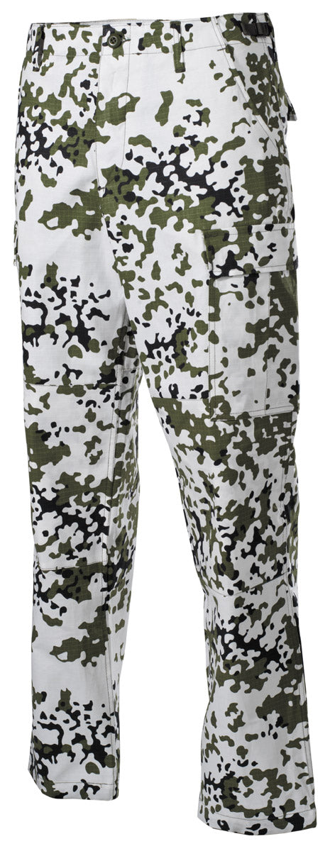 Pantaloni de Câmp US BDU Snow Camo MFH - Rip Stop, Talie Ajustabilă