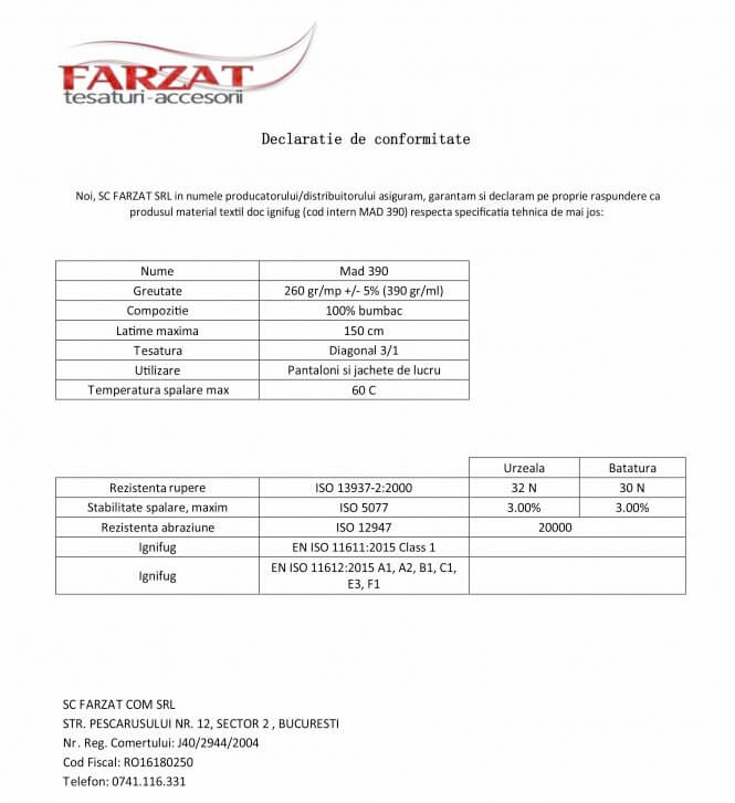 Pantaloni De Vara Smurd Ignifugati
