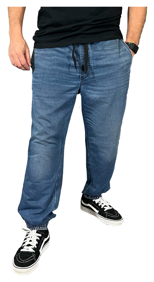Pantaloni Moto Denim Jogger Jeremy Blue Riding Culture - Protecție AA