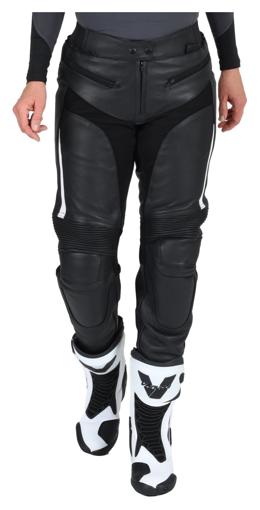 Pantaloni Moto Piele Cento Büse Damă - Protecție SAS-TEC Nivel 2