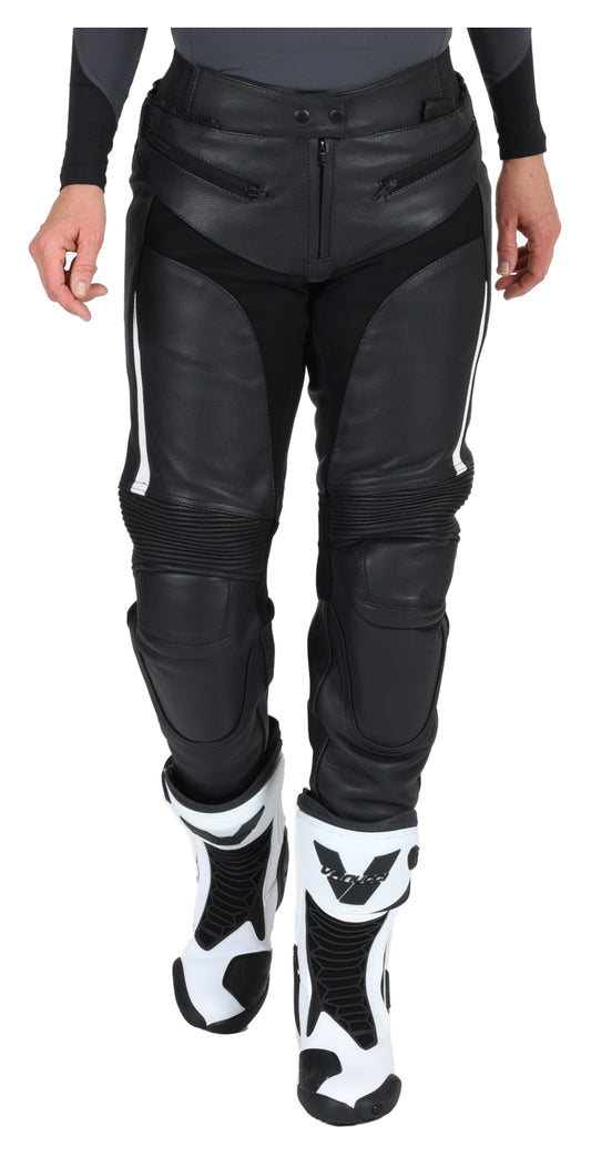 Pantaloni Moto Piele Cento Büse Damă - Protecție SAS-TEC Nivel 2