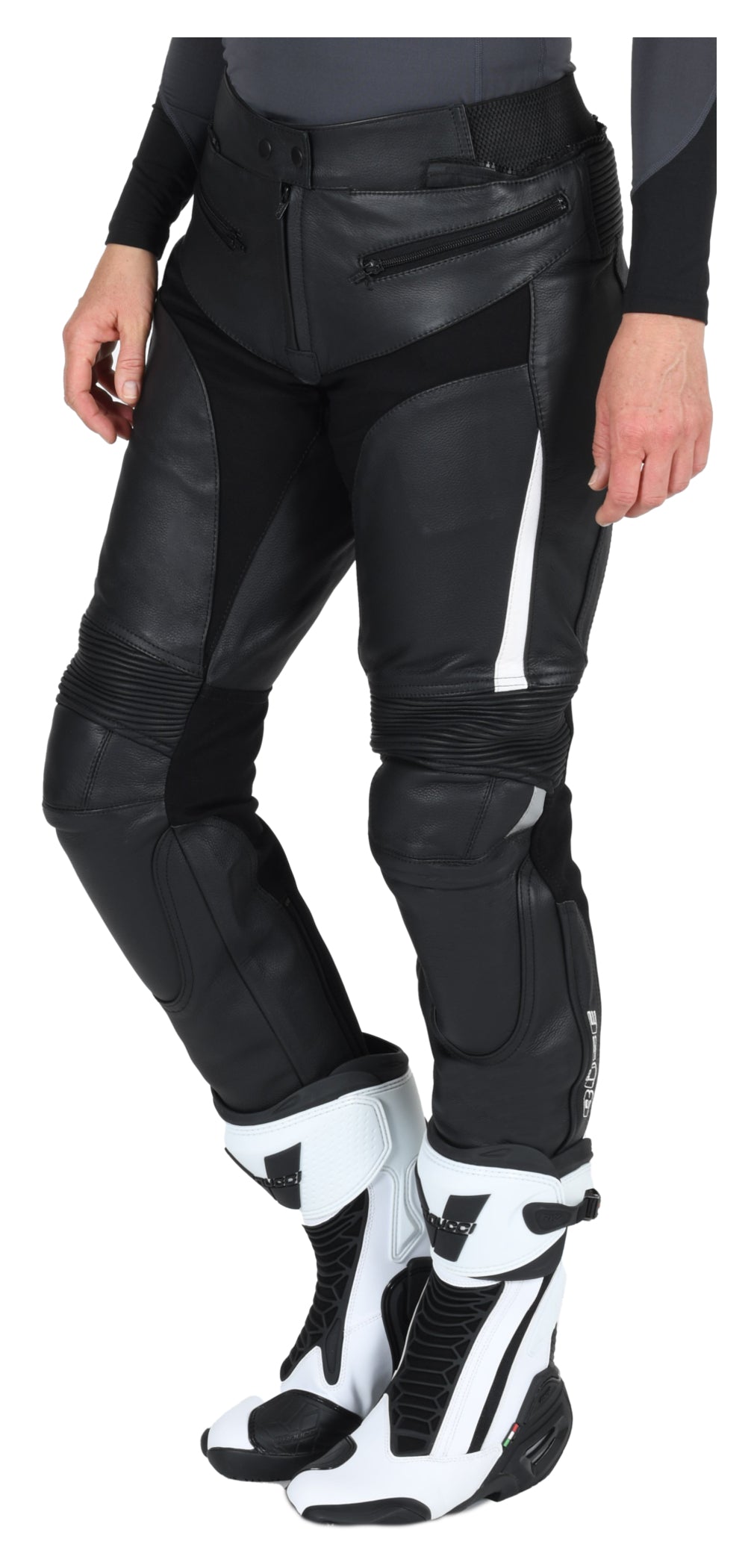 Pantaloni Moto Piele Cento Büse Damă - Protecție SAS-TEC Nivel 2