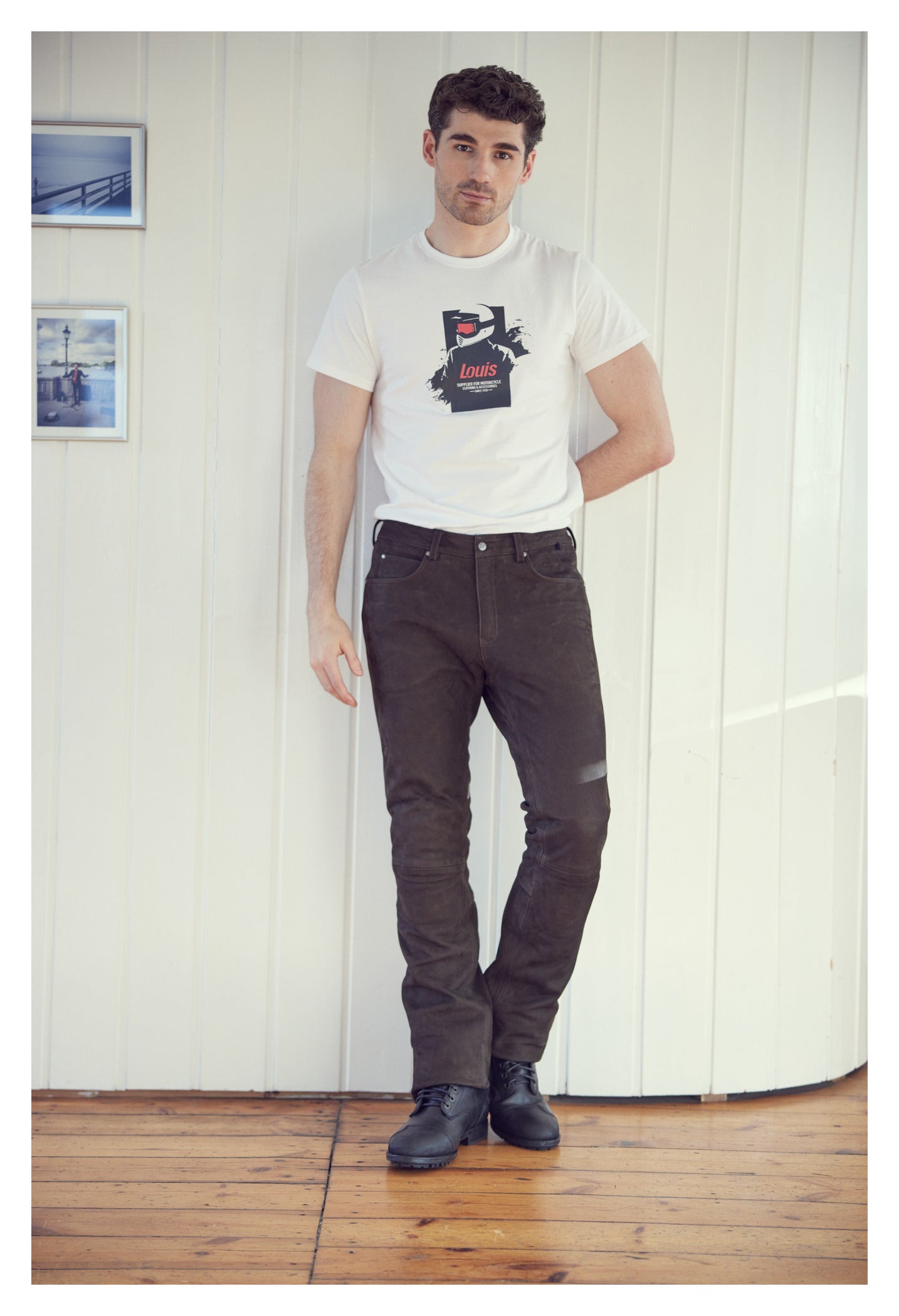 Pantaloni Moto Piele DL-PM-7 Detlev Louis - Buffalo Nubuck, 5-Buzunare