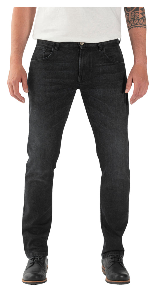 Pantaloni Moto Rokkertech Tapered Slim 2023 - Denim Negru, Protecții D3O