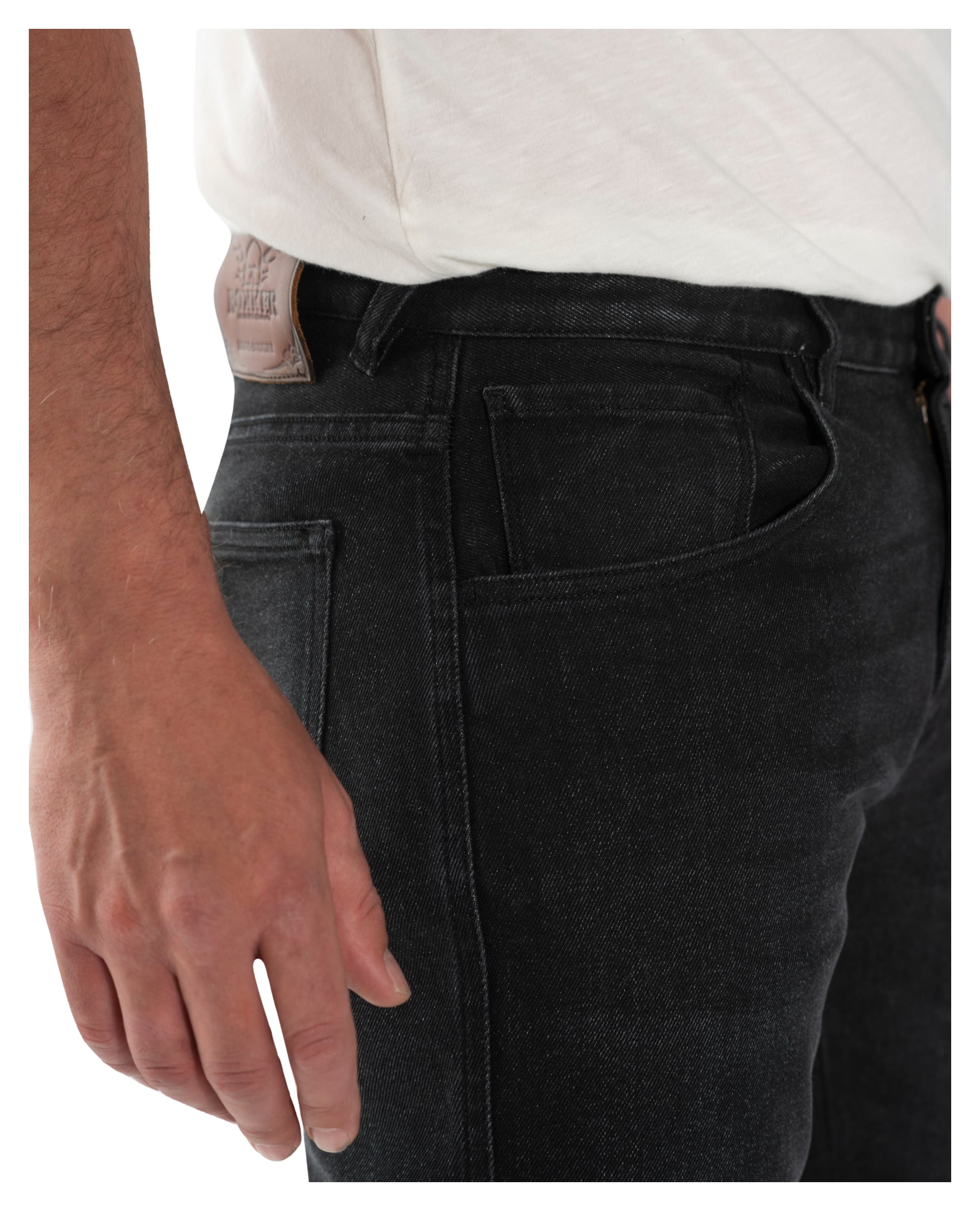 Pantaloni Moto Rokkertech Tapered Slim 2023 - Denim Negru, Protecții D3O