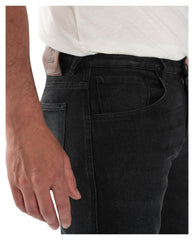 Pantaloni Moto Rokkertech Tapered Slim 2023 - Denim Negru, Protecții D3O