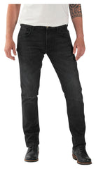 Pantaloni Moto Rokkertech Tapered Slim 2023 - Denim Negru, Protecții D3O