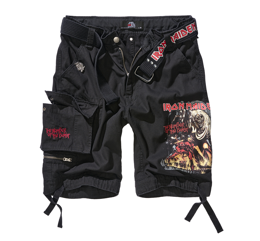 Pantaloni Scurti Iron Maiden Savage The Number of The Beast black edition Negru Brandit - Confort Tactic Zilnic