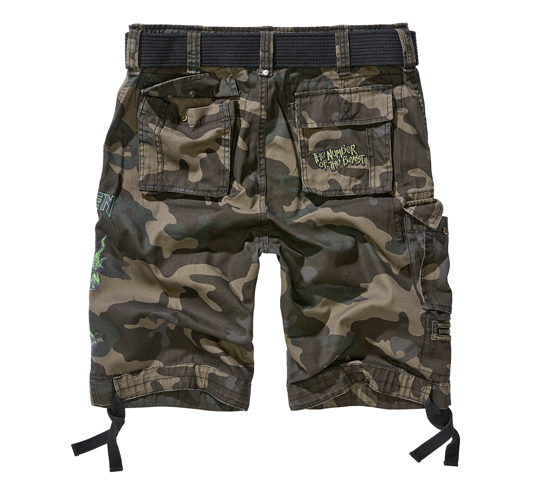 Pantaloni Scurti Iron Maiden Savage The Number of The Beast Dark Camo Brandit - Durabilitate pentru Teren