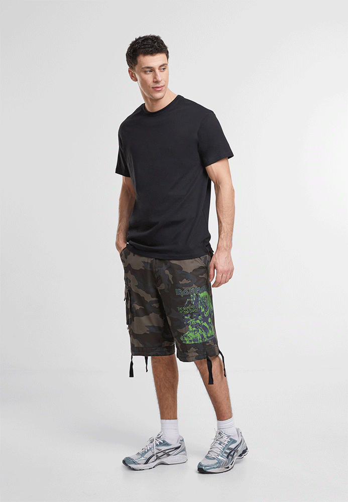 Pantaloni Scurti Iron Maiden Savage The Number of The Beast Dark Camo Brandit - Durabilitate pentru Teren