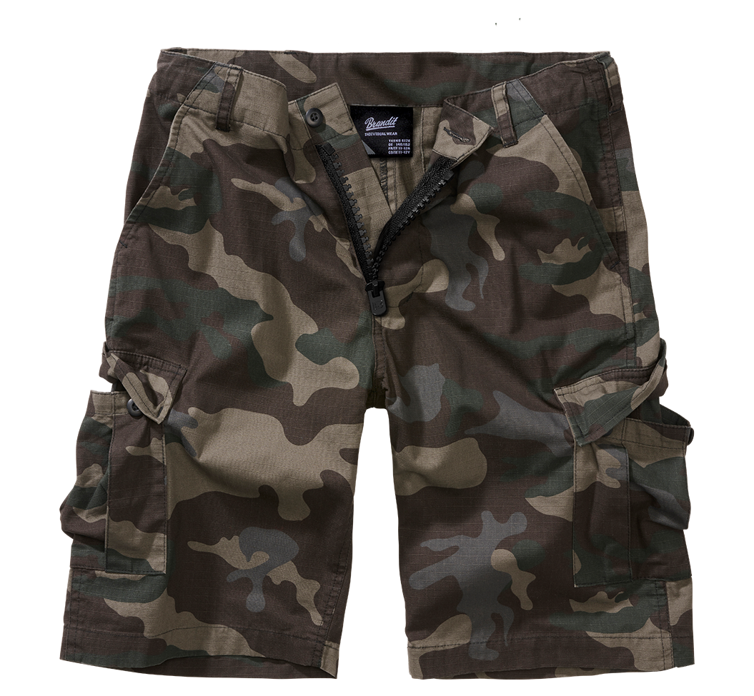 Pantaloni Scurti Ripstop BDU Dark Camo Copii Brandit - Aventura Durabila
