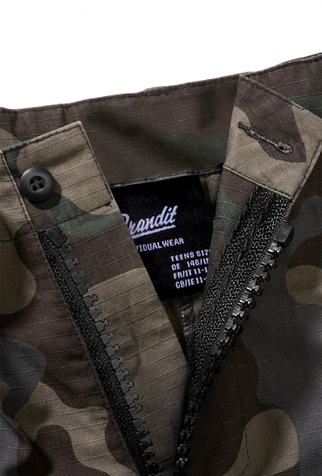 Pantaloni Scurti Ripstop BDU Dark Camo Copii Brandit - Aventura Durabila