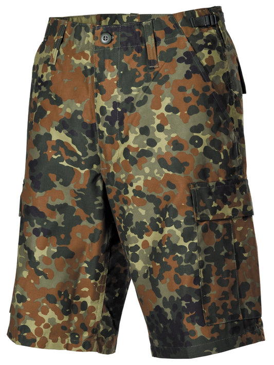 Pantaloni Scurți US Bermuda BDU Flecktarn MFH - 6 Buzunare, Talie Ajustabilă