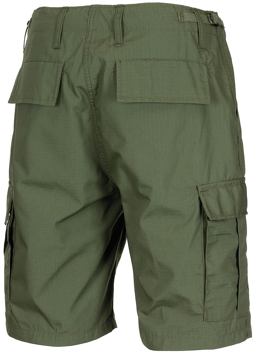 Pantaloni Scurți US Bermuda BDU Rip Stop Oliv MFH - 6 Buzunare, Talie Ajustabilă