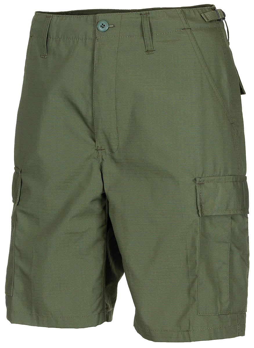 Pantaloni Scurți US Bermuda BDU Rip Stop Oliv MFH - 6 Buzunare, Talie Ajustabilă