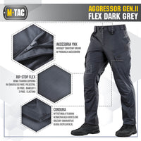 Pantaloni tactici Aggressor Gen.II Flex M-Tac - Gri Închis Rezistenți