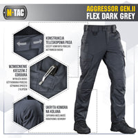 Pantaloni tactici Aggressor Gen.II Flex M-Tac - Gri Închis Rezistenți