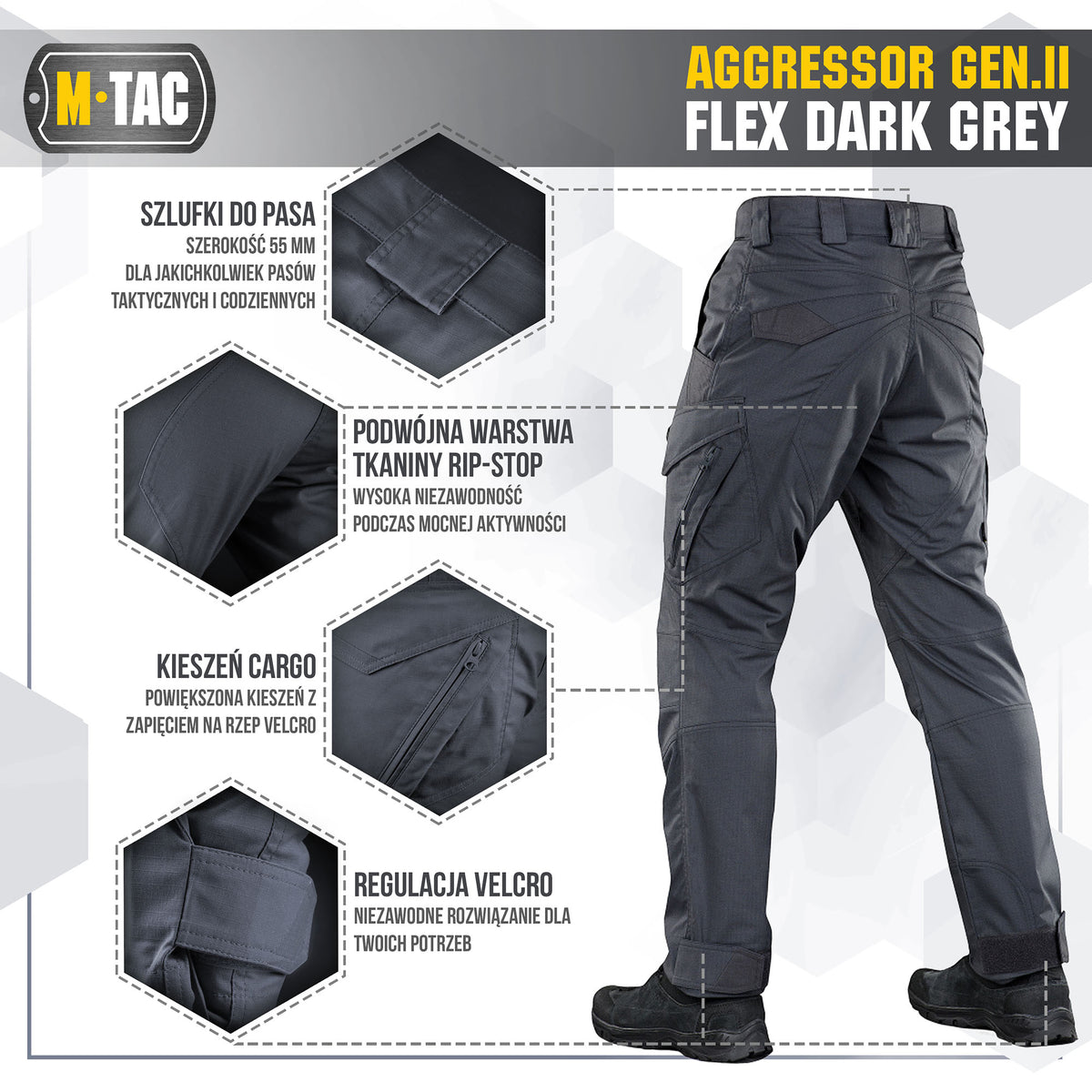 Pantaloni tactici Aggressor Gen.II Flex M-Tac - Gri Închis Rezistenți