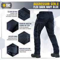 Pantaloni Tactici Aggressor Gen.II Flex M-Tac Bleumarin – Rip-Stop, Teflon - poza 6