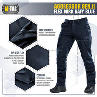 Pantaloni Tactici Aggressor Gen.II Flex M-Tac Bleumarin – Rip-Stop, Teflon - poza 9