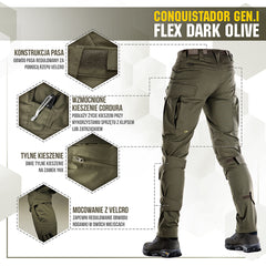 Pantaloni tactici Conquistador Gen I Flex M-Tac - Dark Olive