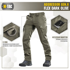 Pantaloni tactici M-Tac Aggressor Gen.II Flex - Dark Olive