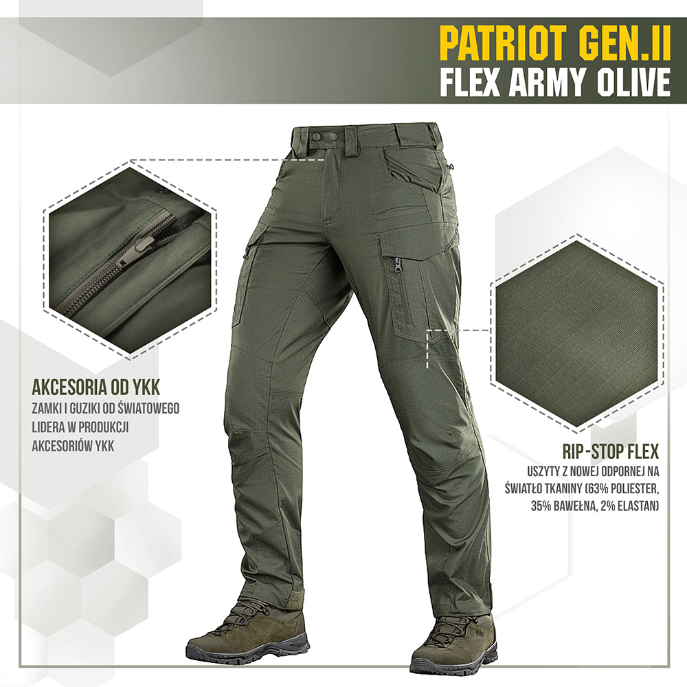 Pantaloni Tactici Patriot Gen II Flex M-Tac Oliv – Rip-Stop, 8 Buzunare - poza 7