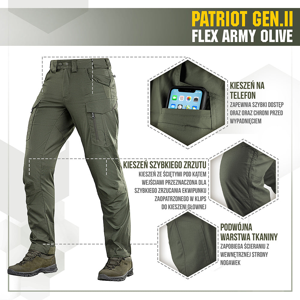 Pantaloni Tactici Patriot Gen II Flex M-Tac Oliv – Rip-Stop, 8 Buzunare - poza 9