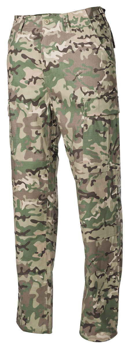 Pantaloni US BDU Rip Stop operation-camo MFH - Button Fly, Talie Ajustabilă