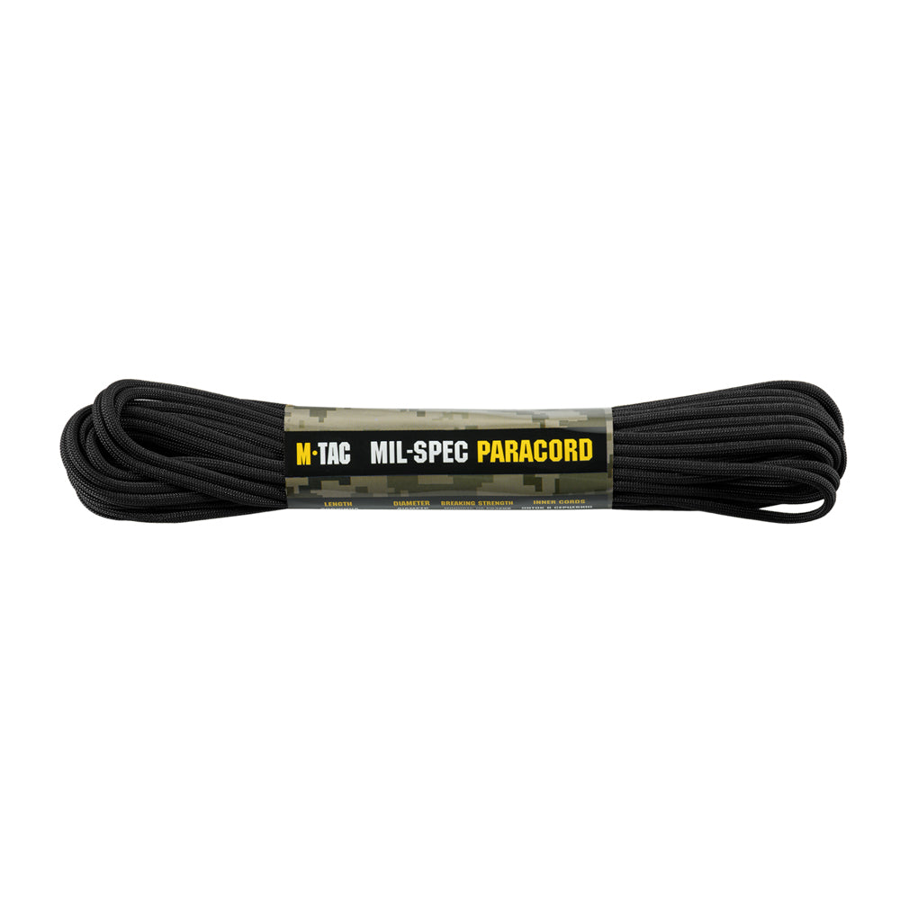 Paracord 550 M-Tac Mil-Spec 15m - Negru, Rezistență 270 kg