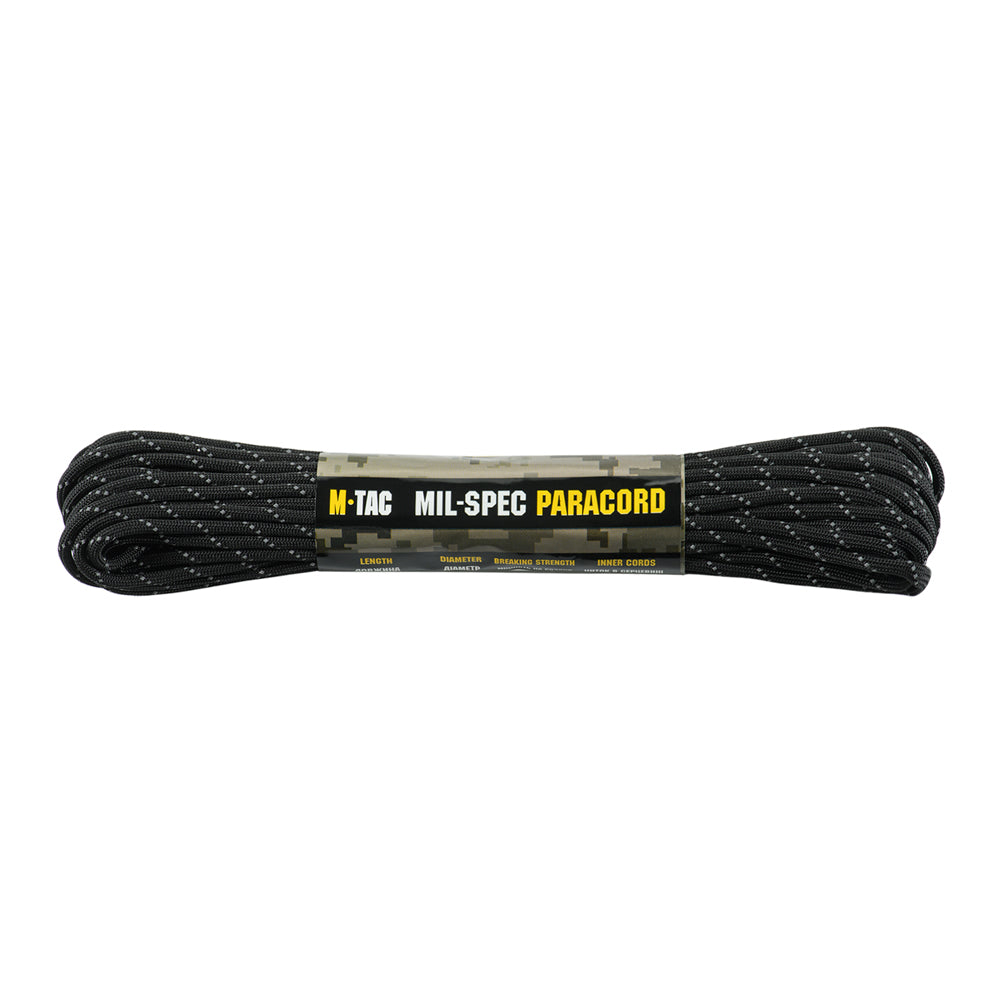 Paracord 550 M-Tac - Negru Reflectorizant, Mil-Spec