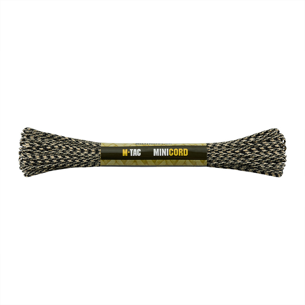 Paracord Minicord M-Tac 15 m - Negru/Nisip, Rezistență 100 kg