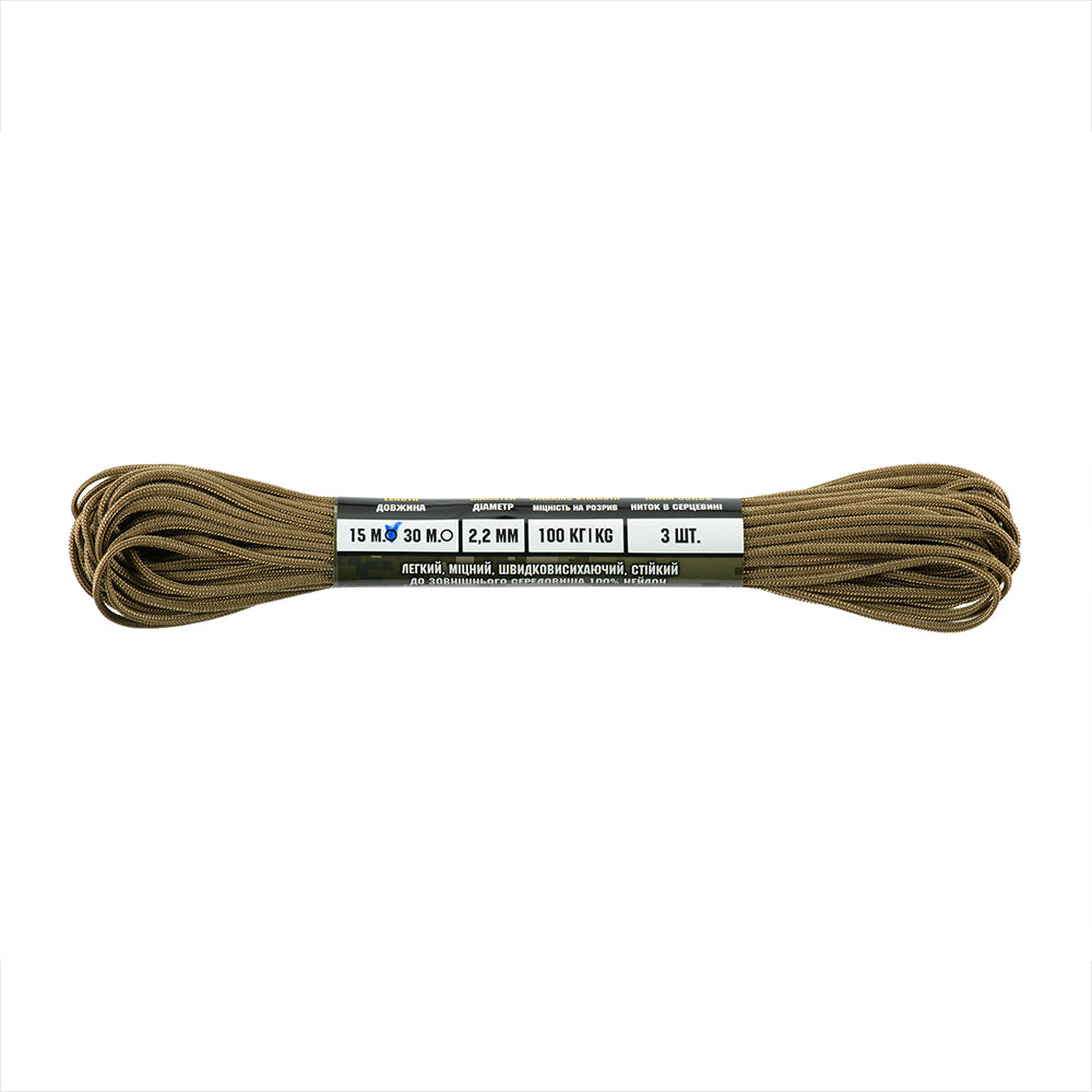 Paracord Minicord M-Tac Mil-Spec 15m - Coyote, Rezistență 100kg