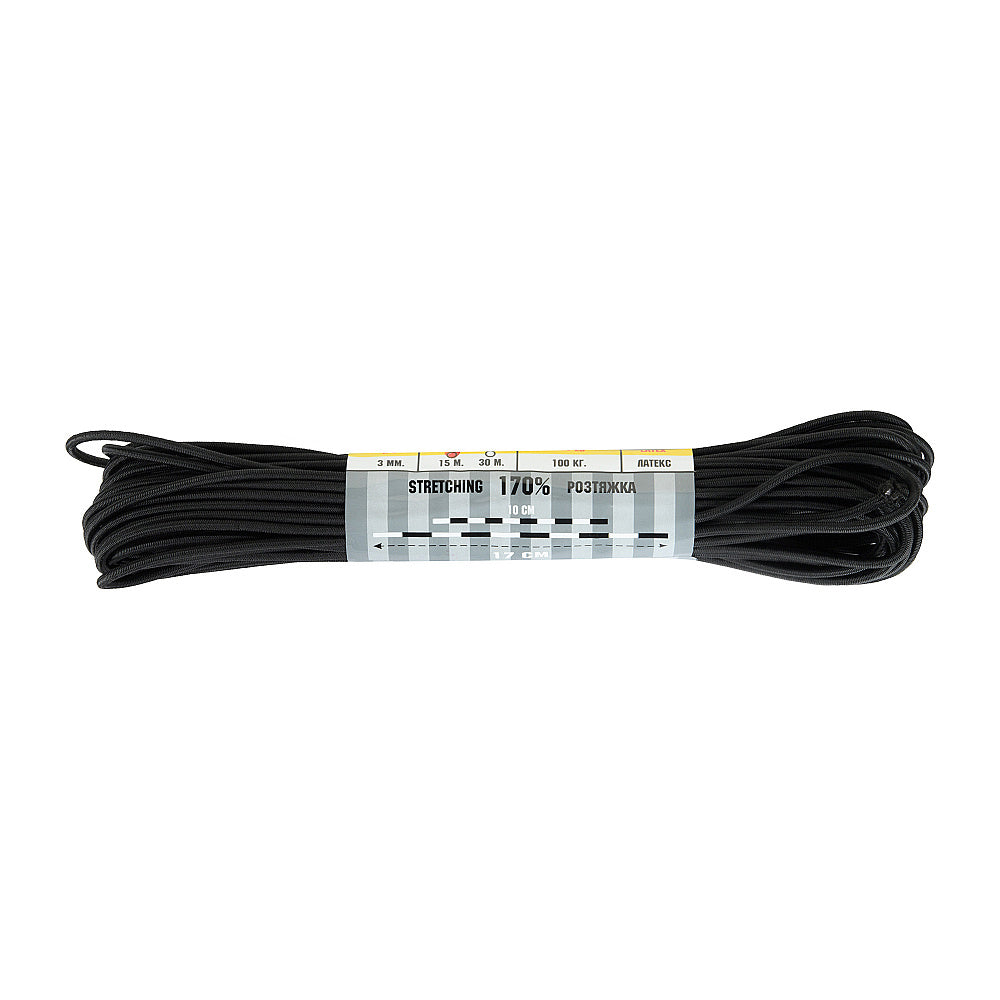 Paracord Shock-Cord M-Tac Negru 15m - Elastic și Rezistent