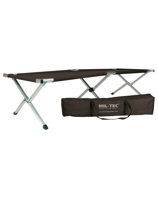 Pat Pliabil de Campanie Mil-Tec US – 190 x 65 cm, Aluminiu, Negru