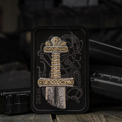 Patch Brodat Sabie Viking M-Tac - Negru, Simbol al Curajului