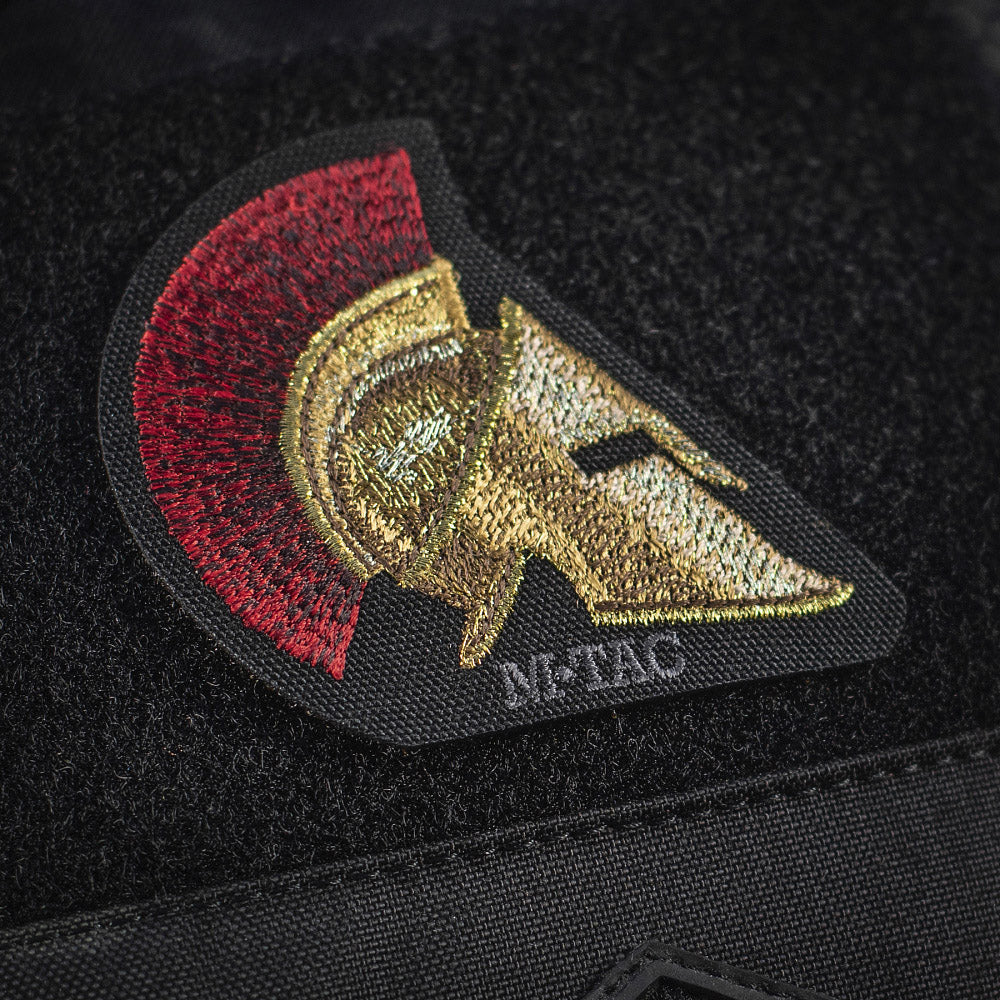 Patch Cască Spartană M-Tac - Putere și Curaj (Negru)