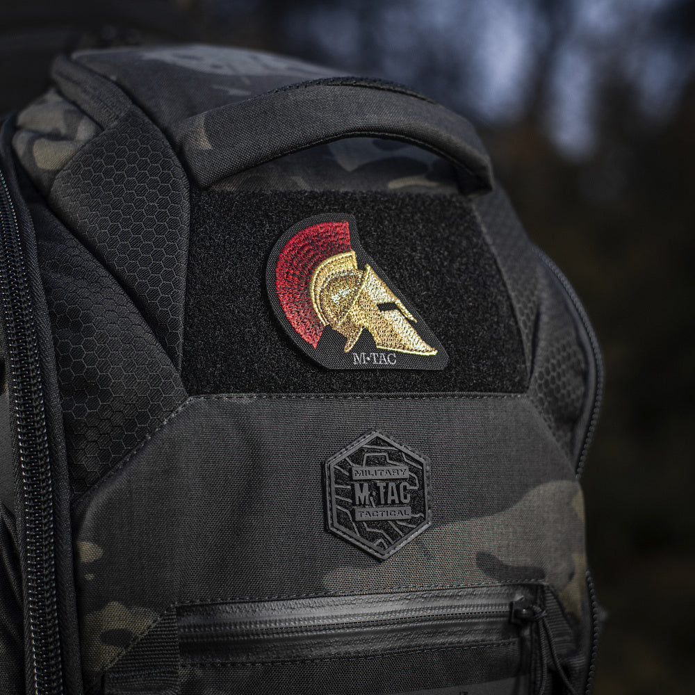 Patch Cască Spartană M-Tac - Putere și Curaj (Negru)
