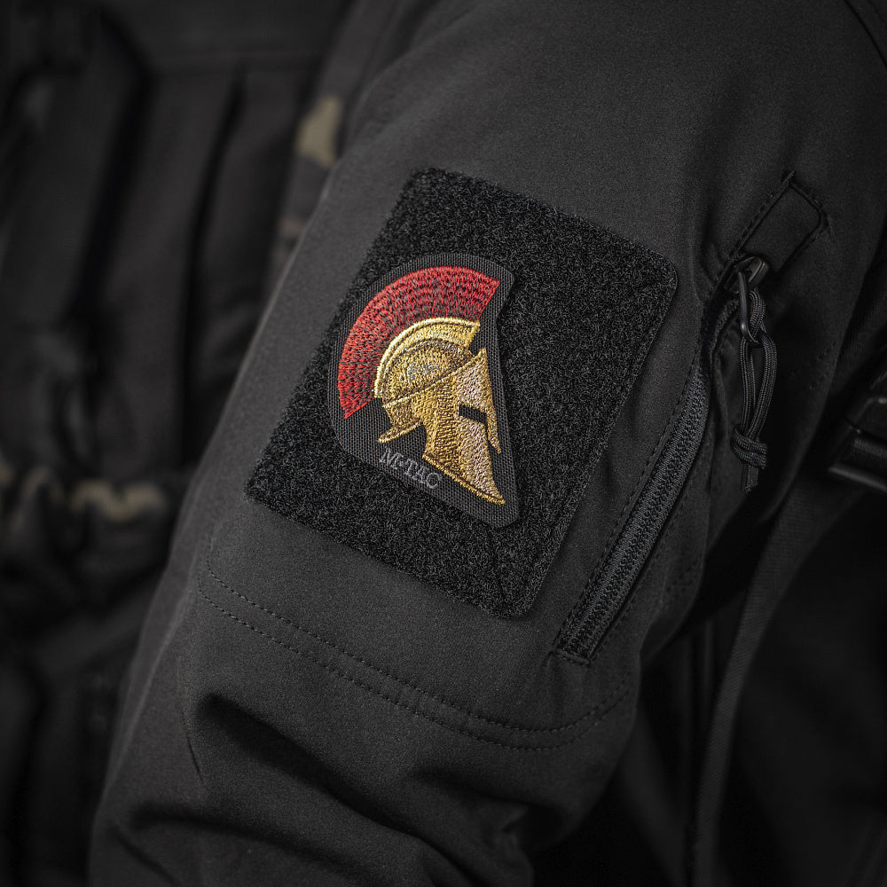 Patch Cască Spartană M-Tac - Putere și Curaj (Negru)