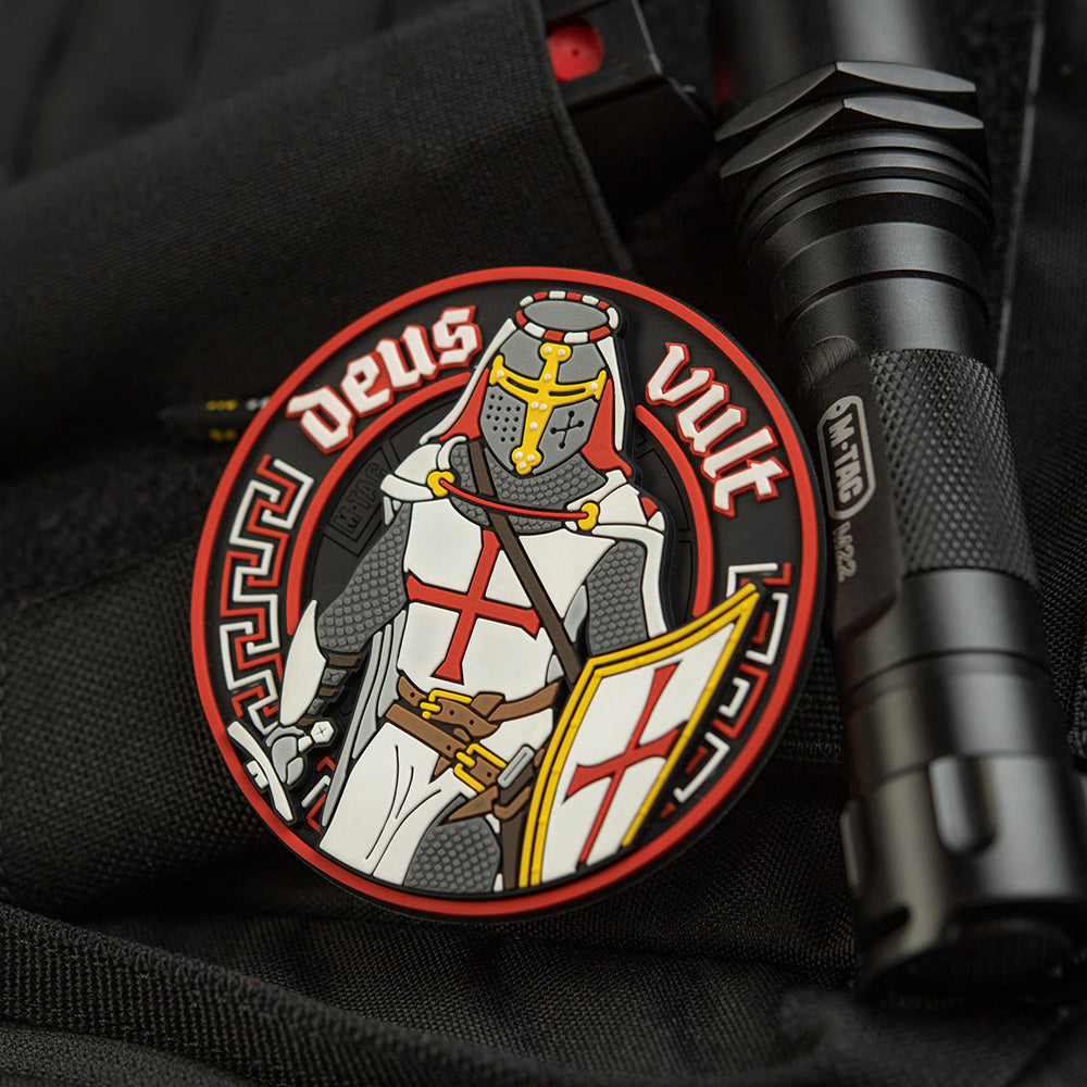 Patch Deus Vult 3D PVC M-Tac - Alb/Roșu