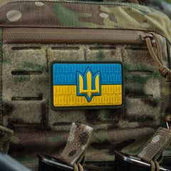 Patch Drapel Ucraina cu Trident ZSU M-Tac - Full Color PVC