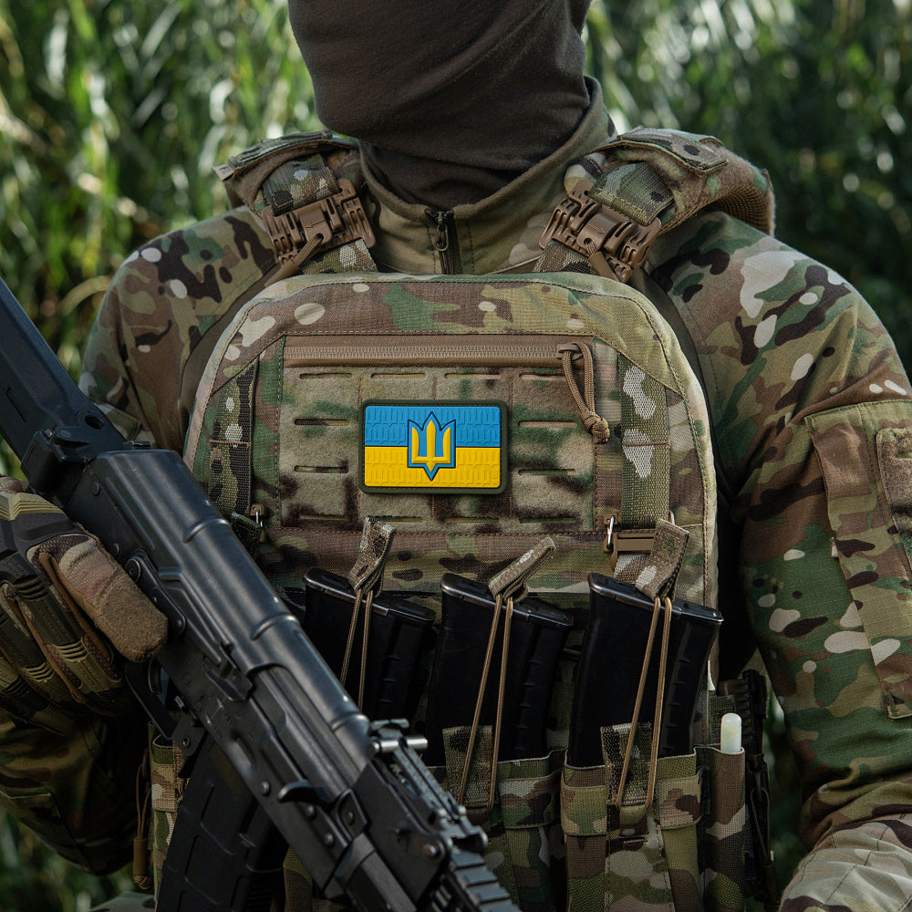 Patch Drapel Ucraina cu Trident ZSU M-Tac - Full Color PVC